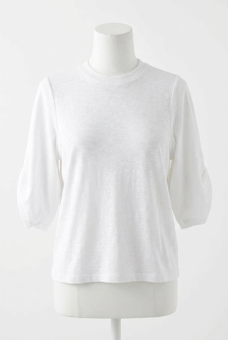 NEW STATESIDE supima slub tee with sleeve twist in white